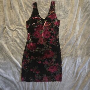 ASTR Floral Velvet Mini Dress